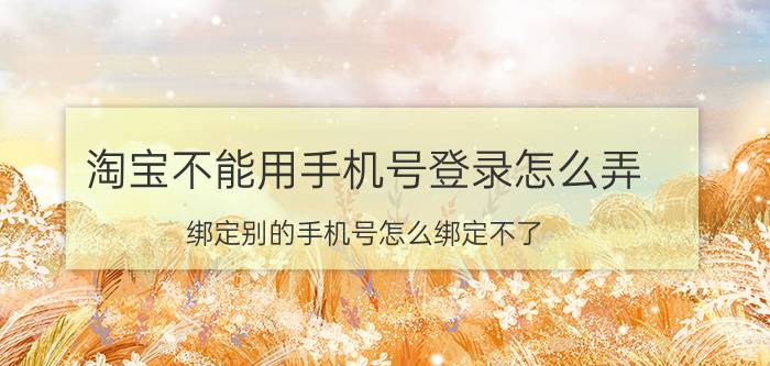 淘宝不能用手机号登录怎么弄 绑定别的手机号怎么绑定不了？